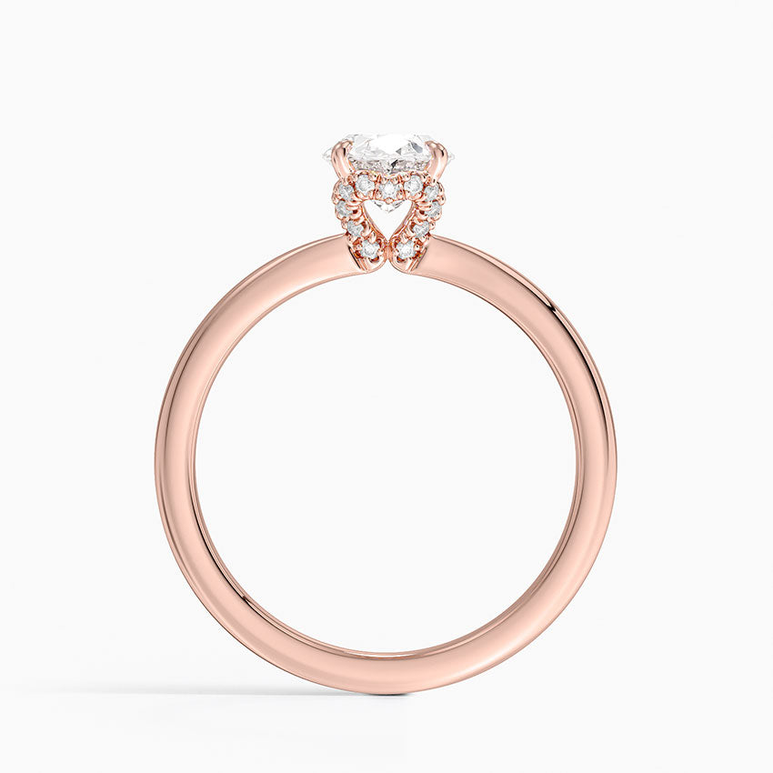 1.15 Oval Kesim Hidden Halo Tasarım Tektaş Laboratuvar Pırlanta Yüzük - Vilora