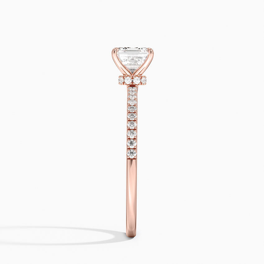 1.25 Karat Asscher Kesim Hidden Halo Tasarım Tektaş Laboratuvar Pırlanta Yüzük - Filora - Bold Diamonds