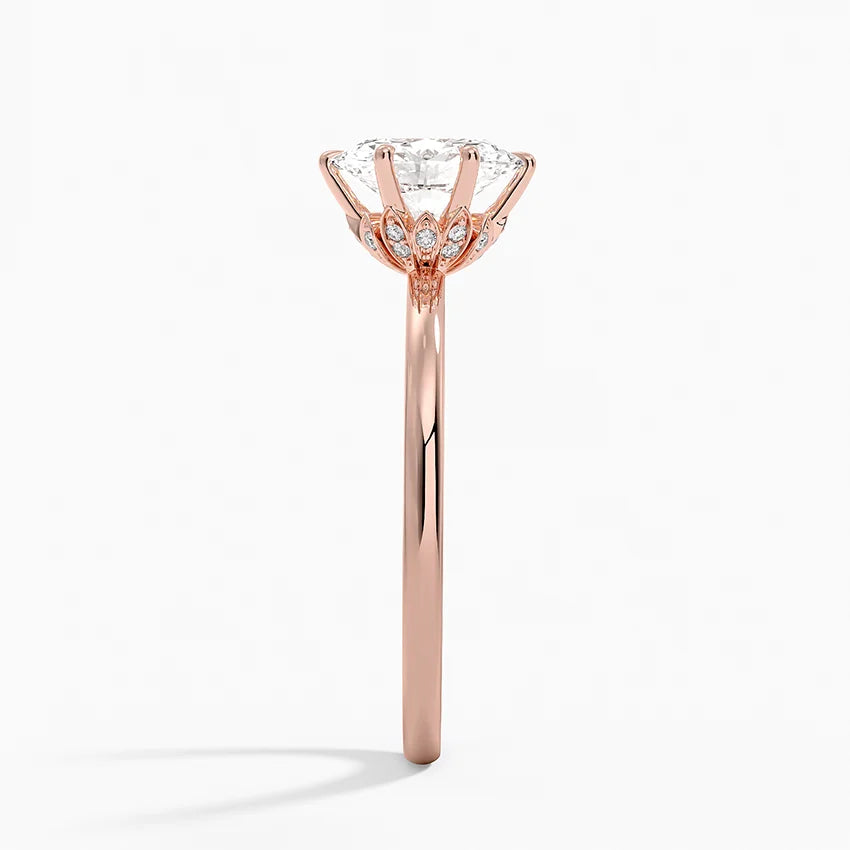 Altı Tırnak 1.15 Karat Oval Kesim Hidden Halo Tasarım Tektaş Laboratuvar Pırlanta Yüzük - Delora - Bold Diamonds