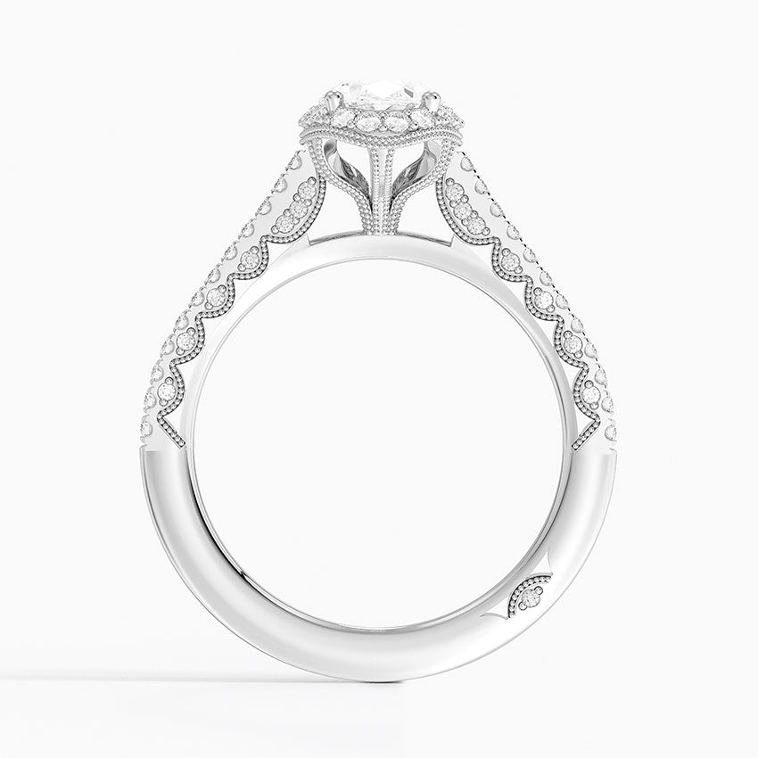 1.50 Karat Oval Kesim Hidden Halo Tasarım Tektaş Laboratuvar Pırlanta Yüzük - Capri