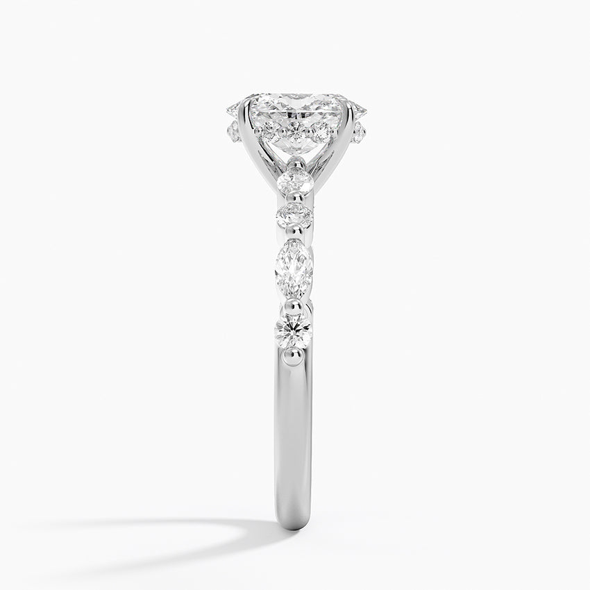 1.50 Karat Oval Kesim Hidden Halo Tasarım Tektaş Laboratuvar Pırlanta Yüzük - Verona