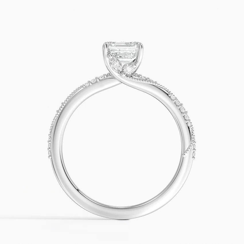 1.25 Karat Asscher Kesim Hidden Halo Tasarım Tektaş Laboratuvar Pırlanta Yüzük 18K - Melora - Bold Diamonds