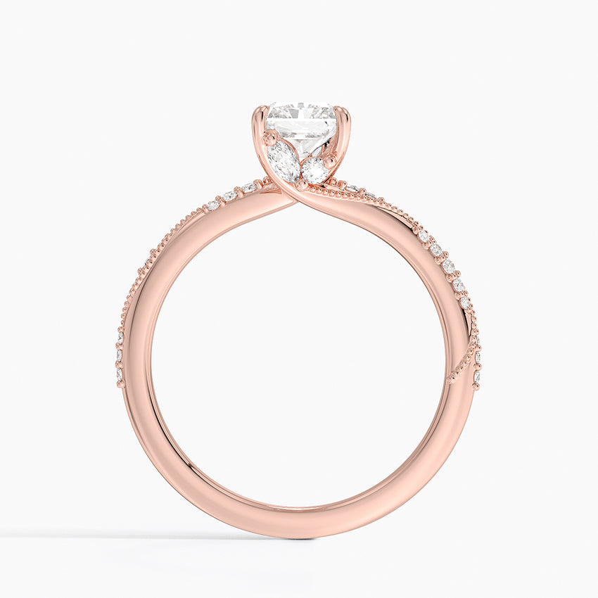 1.25 Karat Radiant Kesim Hidden Halo Tasarım Tektaş Laboratuvar Pırlanta Yüzük 18K - Melora - Bold Diamonds