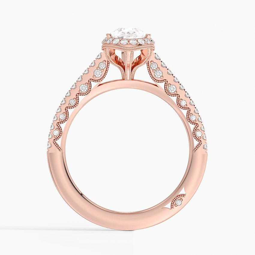 1.50 Damla Kesim Hidden Halo Tasarım Tektaş Laboratuvar Pırlanta Yüzük - Gilara