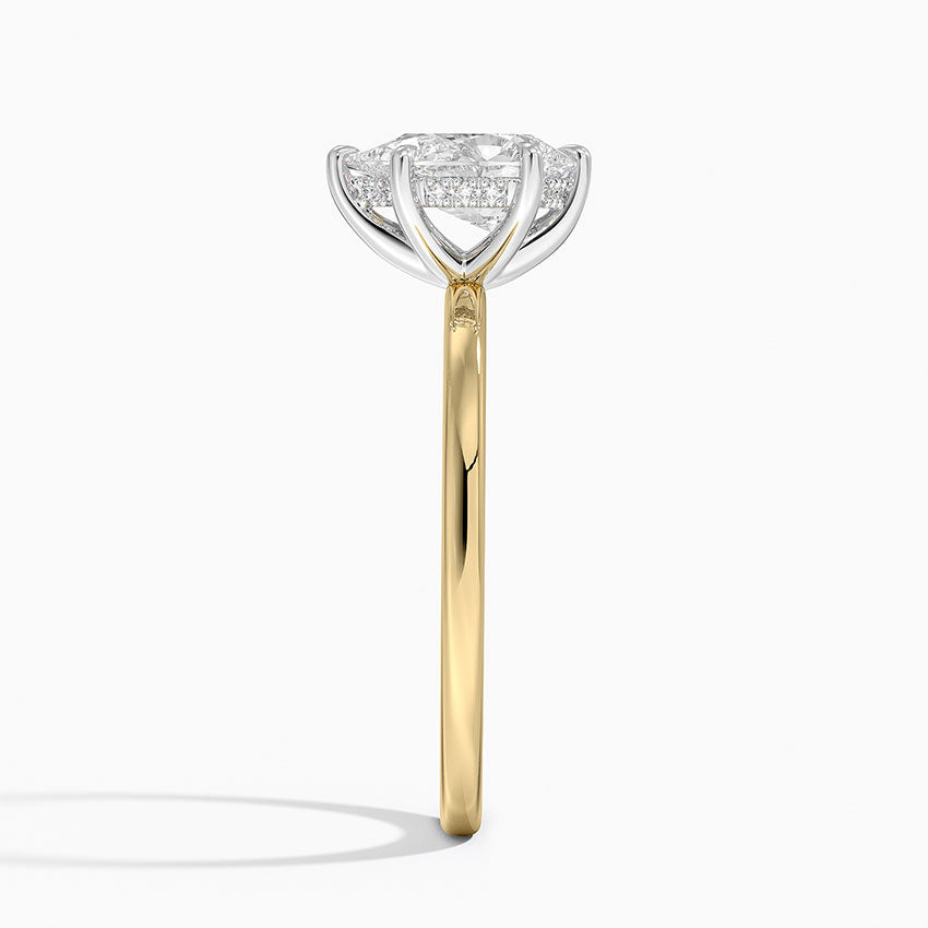1.10 Karat Damla Kesim Hidden Halo Tasarım Tektaş Laboratuvar Pırlanta Yüzük 18K - Elora - Bold Diamonds