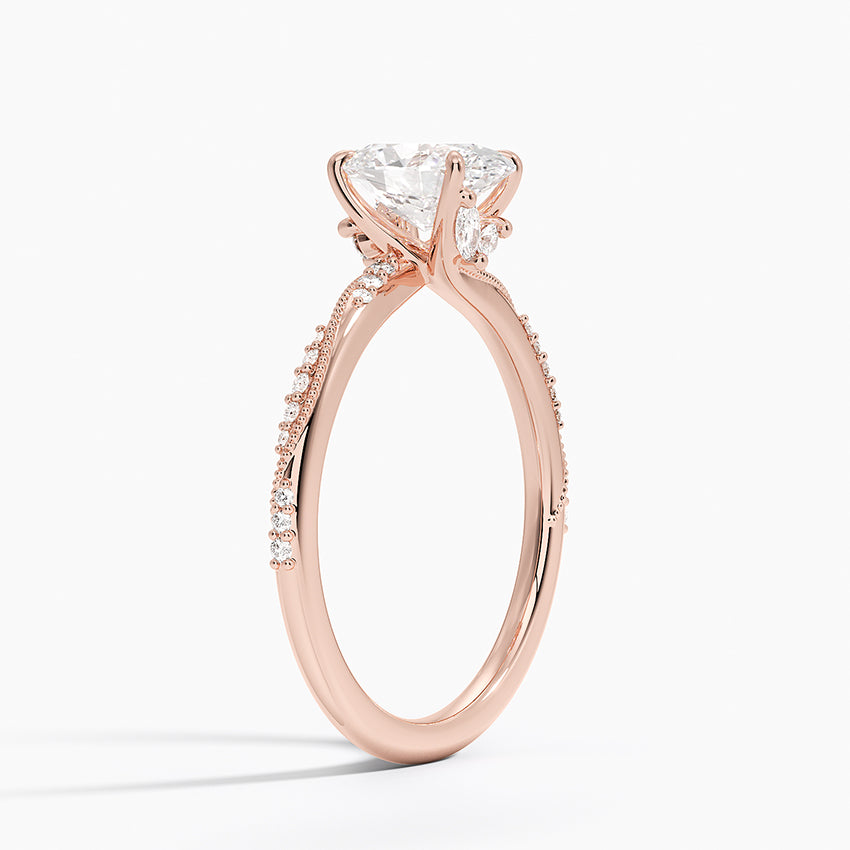 1.25 Karat Oval Kesim Hidden Halo Tasarım Tektaş Laboratuvar Pırlanta Yüzük 18K - Melora - Bold Diamonds