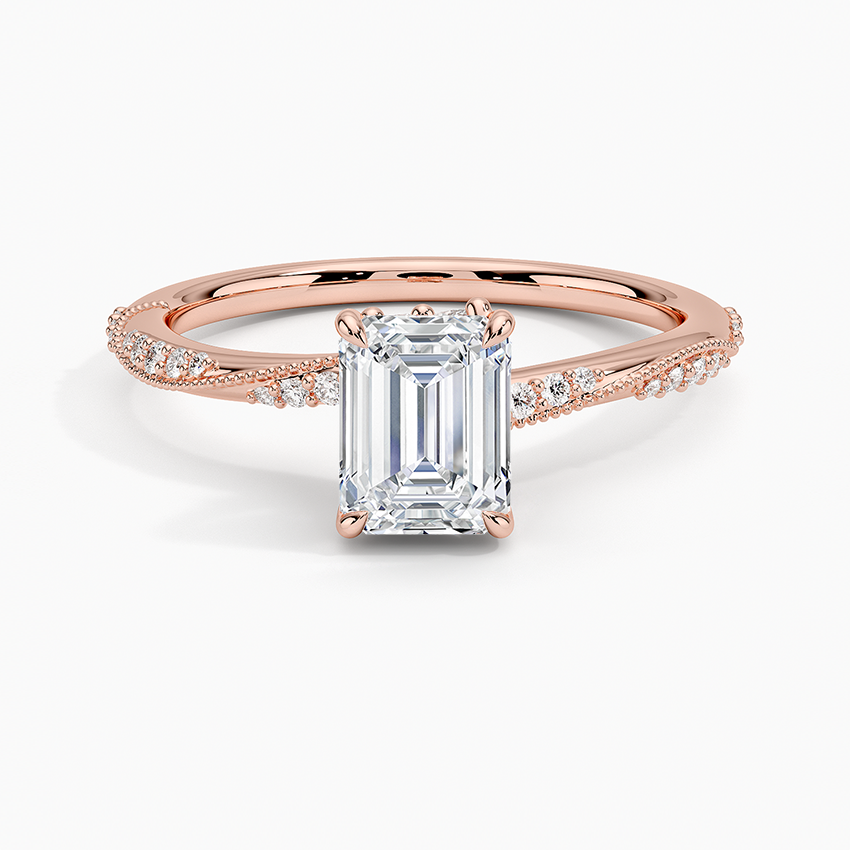 1.25 Karat Emerald Kesim Hidden Halo Tasarım Tektaş Laboratuvar Pırlanta Yüzük 18K - Melora - Bold Diamonds