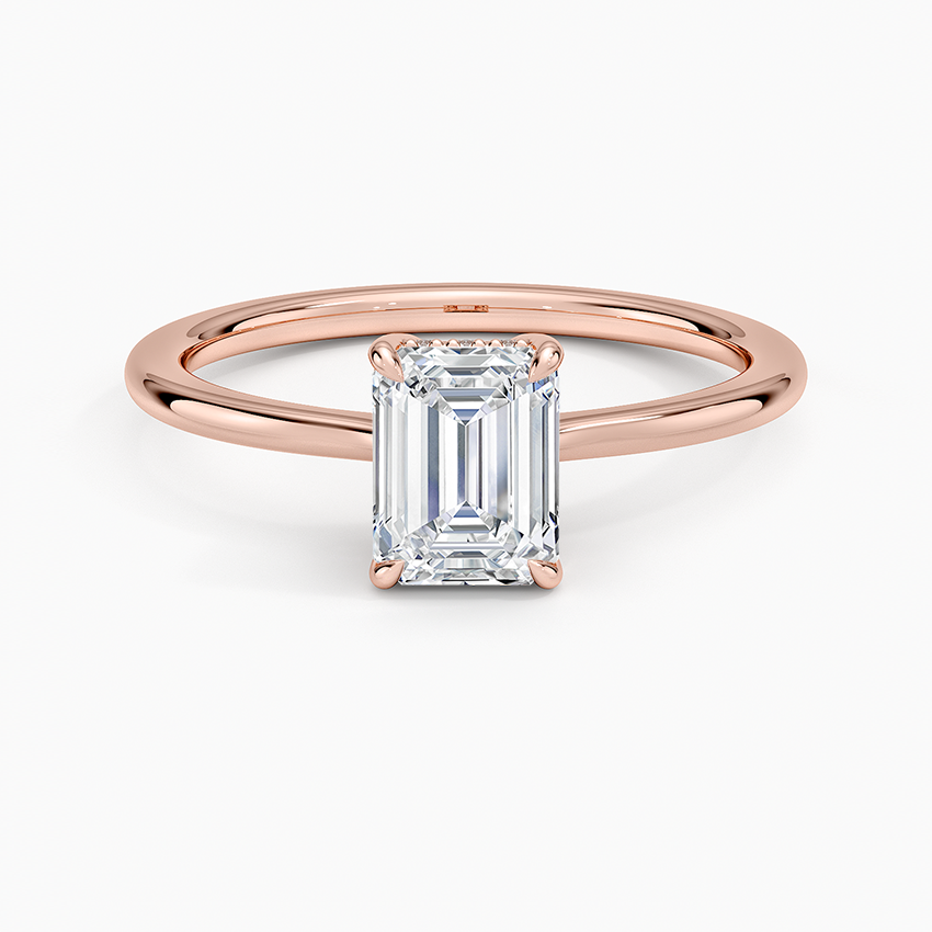 1.10 Karat Emerald Kesim Hidden Halo Tasarım Tektaş Laboratuvar Pırlanta Yüzük - Monaco