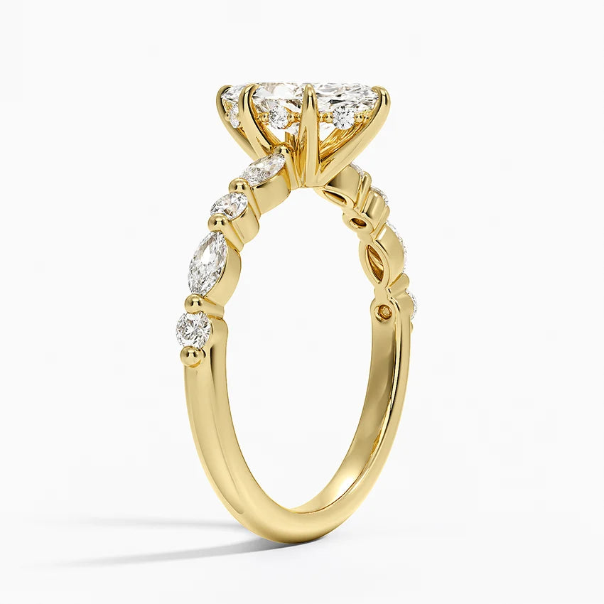 1.50 Karat Marqiuse Kesim Hidden Halo Tasarım Tektaş Laboratuvar Pırlanta Yüzük - Calora - Bold Diamonds