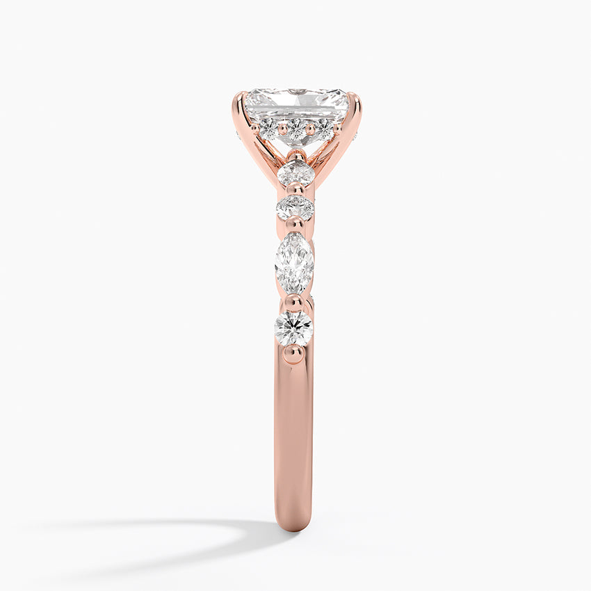 1.50 Karat Radiant Kesim Hidden Halo Tasarım Tektaş Laboratuvar Pırlanta Yüzük - Verona