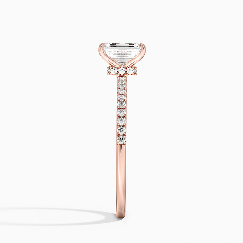 1.25 Karat Emerald Kesim Hidden Halo Tasarım Tektaş Laboratuvar Pırlanta Yüzük - Filora - Bold Diamonds