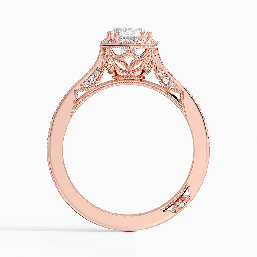 1.50 Oval Kesim Halo Tasarım Tektaş Laboratuvar Pırlanta Yüzük 18K - Tilara