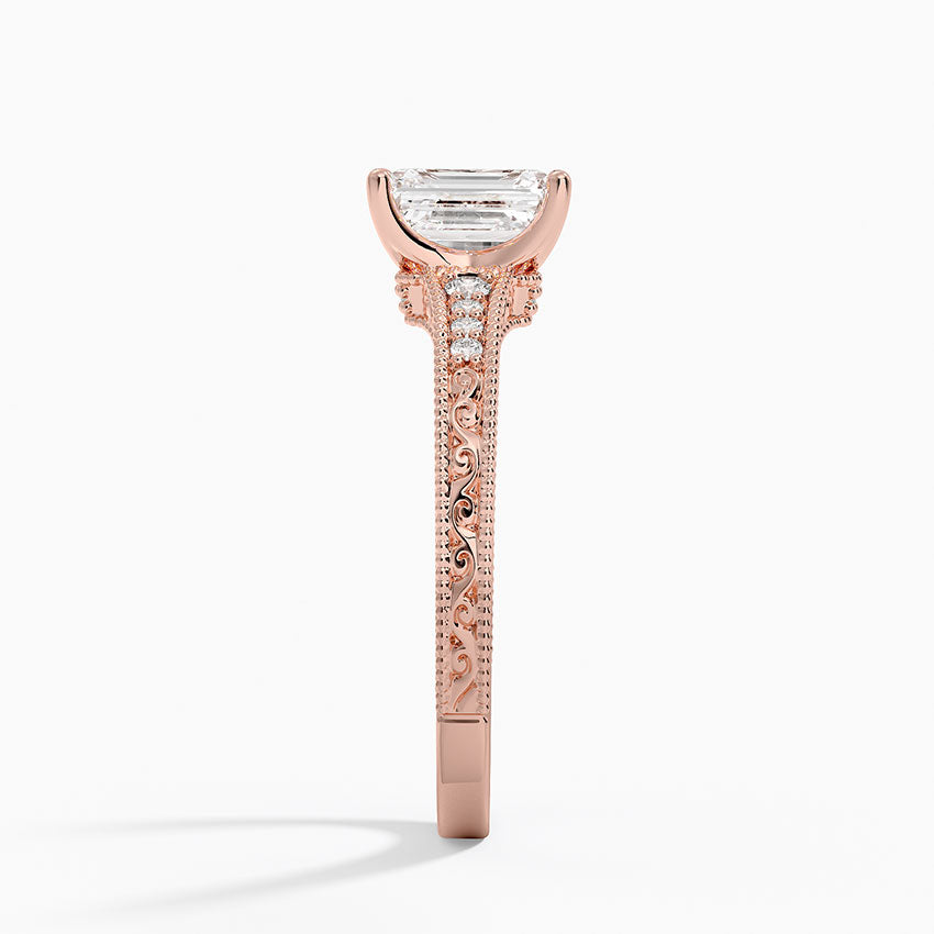1.15 Karat Emerald Kesim Hidden Halo Tasarım Tektaş Laboratuvar Pırlanta Yüzük - Venice
