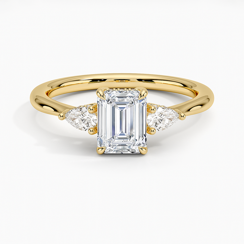 1.50 Karat Emerald Kesim Hidden Halo Tasarım Tektaş Laboratuvar Pırlanta Yüzük - Madrid