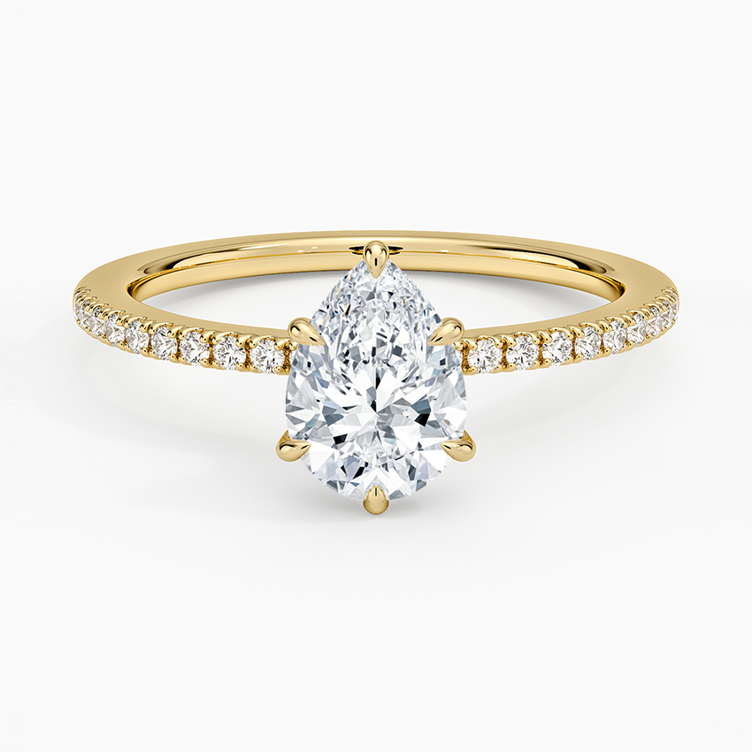 1.25 Karat Damla Kesim Hidden Halo Tasarım Tektaş Laboratuvar Pırlanta Yüzük - Filora - Bold Diamonds