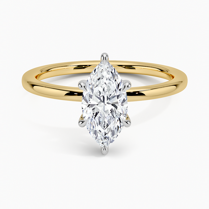 1.10 Karat Marquise Kesim Hidden Halo Tasarım Tektaş Laboratuvar Pırlanta Yüzük 18K - Elora - Bold Diamonds