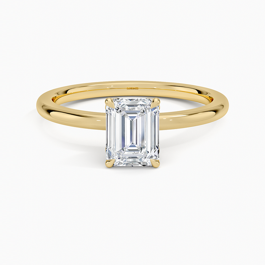 1.15 Karat Emerald Kesim Hidden Halo Tasarım Tektaş Laboratuvar Pırlanta Yüzük - Oslo