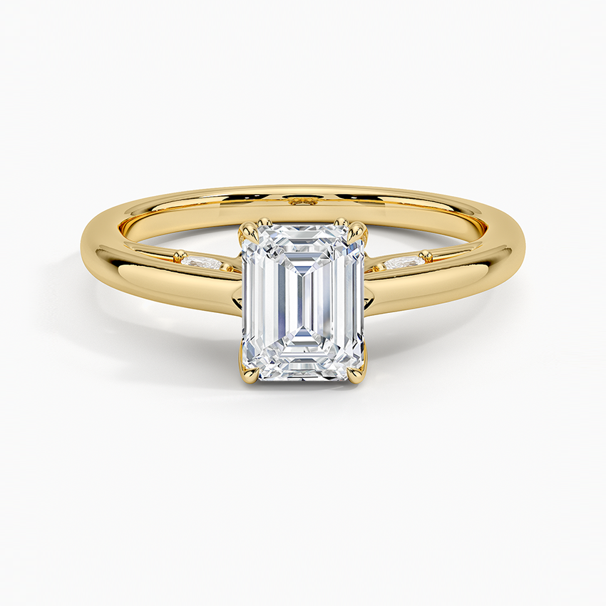 1.30 Karat Emerald Kesim Hidden Halo Tasarım Tektaş Laboratuvar Pırlanta Yüzük - Salzburg