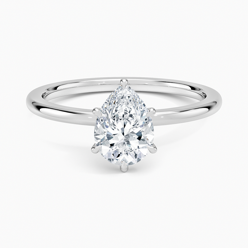 Altı Tırnak 1.15 Karat Damla Kesim Hidden Halo Tasarım Tektaş Laboratuvar Pırlanta Yüzük 18K - Delora - Bold Diamonds