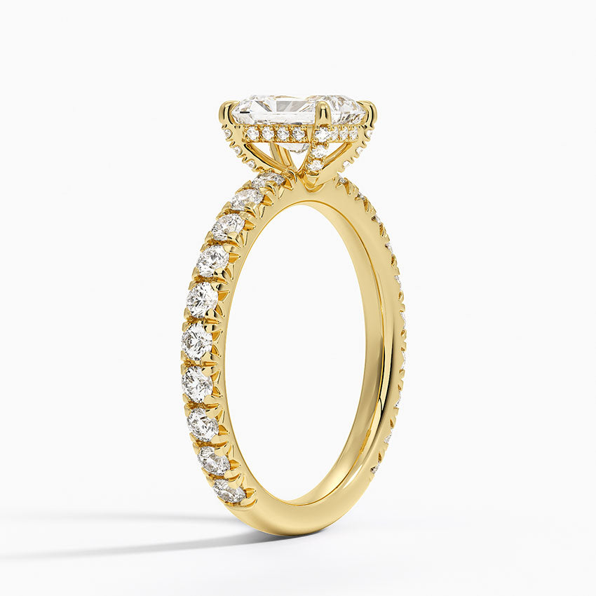 1.75 Karat Radiant Kesim Hidden Halo Tasarım Tektaş Laboratuvar Pırlanta Yüzük 18K - Selora - Bold Diamonds