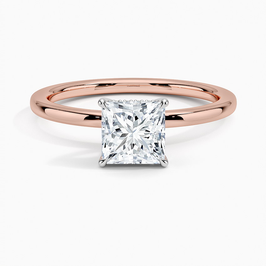 1.10 Karat Prenses Kesim Hidden Halo Tasarım Tektaş Laboratuvar Pırlanta Yüzük 18K - Elora - Bold Diamonds