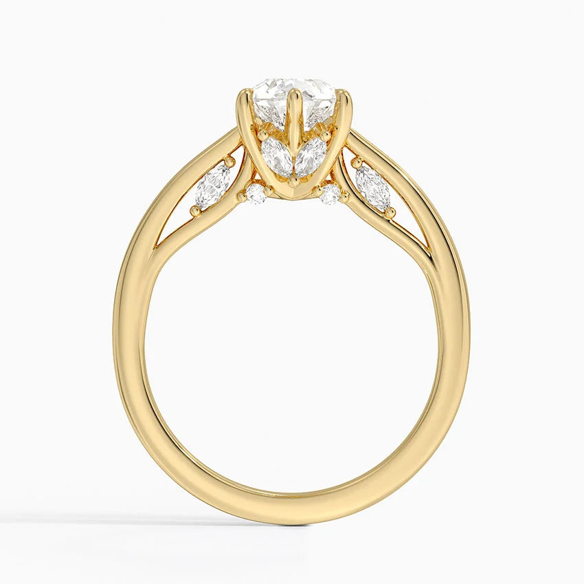 1.30 Damla Kesim Hidden Halo Tasarım Tektaş Laboratuvar Pırlanta Yüzük - Dalara