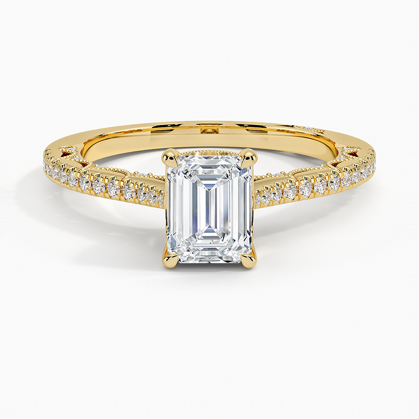 1.50 Karat Emerald Kesim Halo Tasarım Tektaş Laboratuvar Pırlanta Yüzük - Dijon