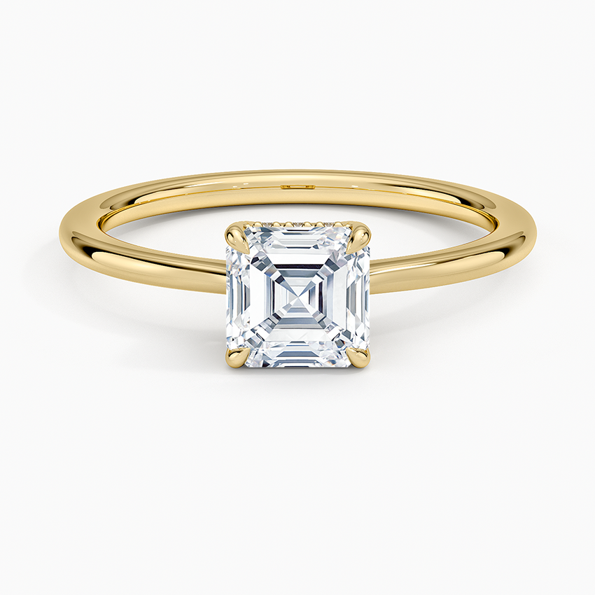 1.10 Asscher Kesim Hidden Halo Tasarım Tektaş Laboratuvar Pırlanta Yüzük - Tilora