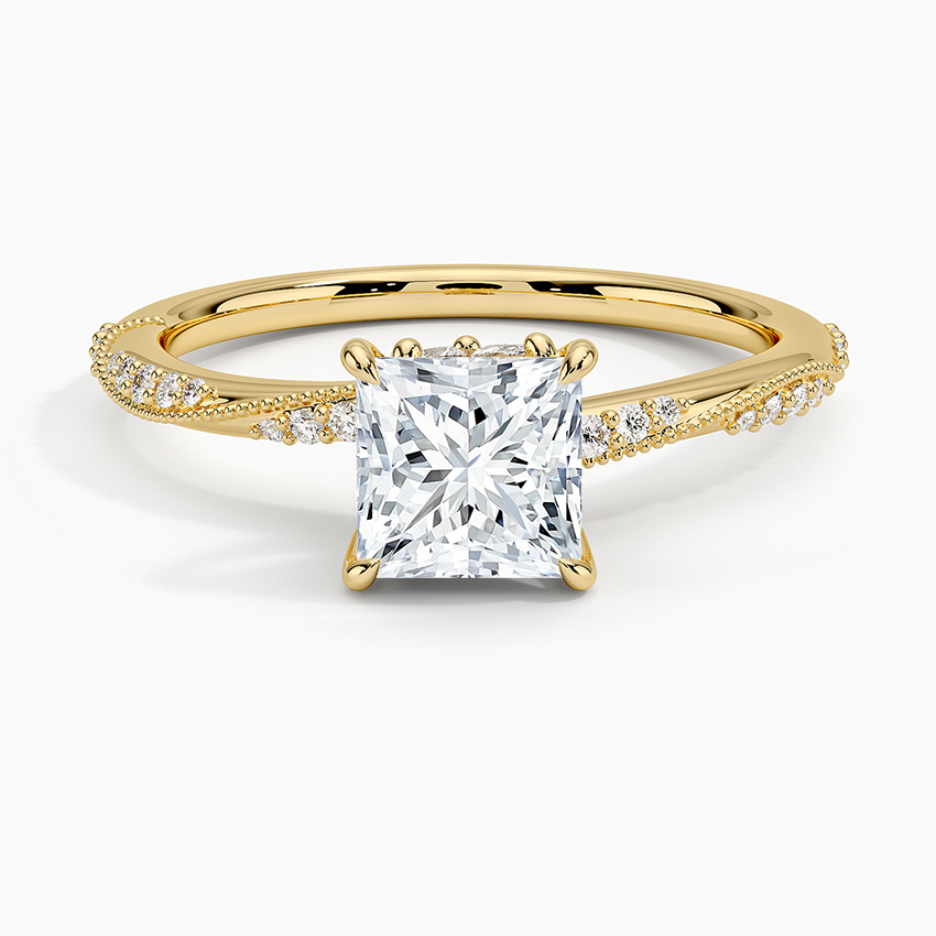 1.25 Karat Prenses Kesim Hidden Halo Tasarım Tektaş Laboratuvar Pırlanta Yüzük 18K - Melora - Bold Diamonds