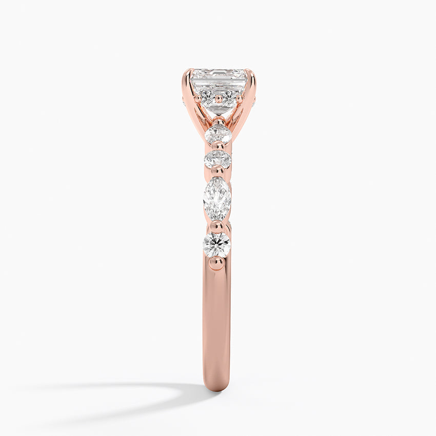 1.50 Karat Asscher Kesim Hidden Halo Tasarım Tektaş Laboratuvar Pırlanta Yüzük - Verona