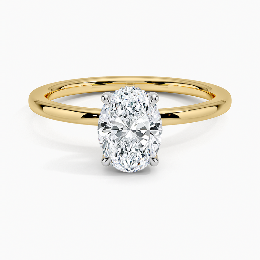1.10 Karat Oval Kesim Hidden Halo Tasarım Tektaş Laboratuvar Pırlanta Yüzük 18K - Elora - Bold Diamonds
