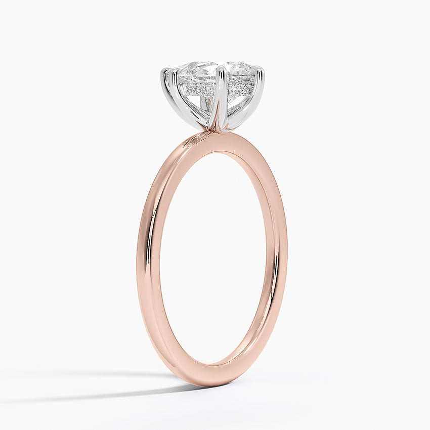 1.10 Karat Damla Kesim Hidden Halo Tasarım Tektaş Laboratuvar Pırlanta Yüzük 18K - Elora - Bold Diamonds
