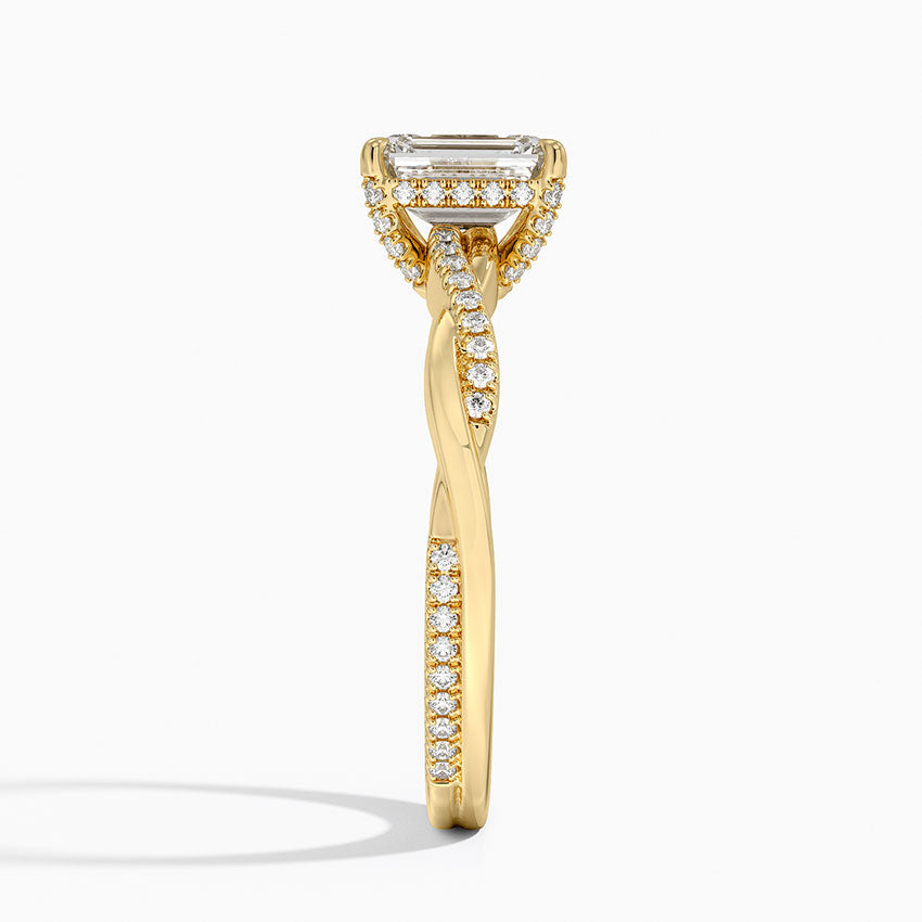1.25 Karat Emerald Kesim Hidden Halo Tasarım Tektaş Laboratuvar Pırlanta Yüzük - Riga