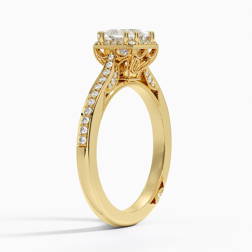 1.50 Prenses Kesim Halo Tasarım Tektaş Laboratuvar Pırlanta Yüzük 18K - Tilara