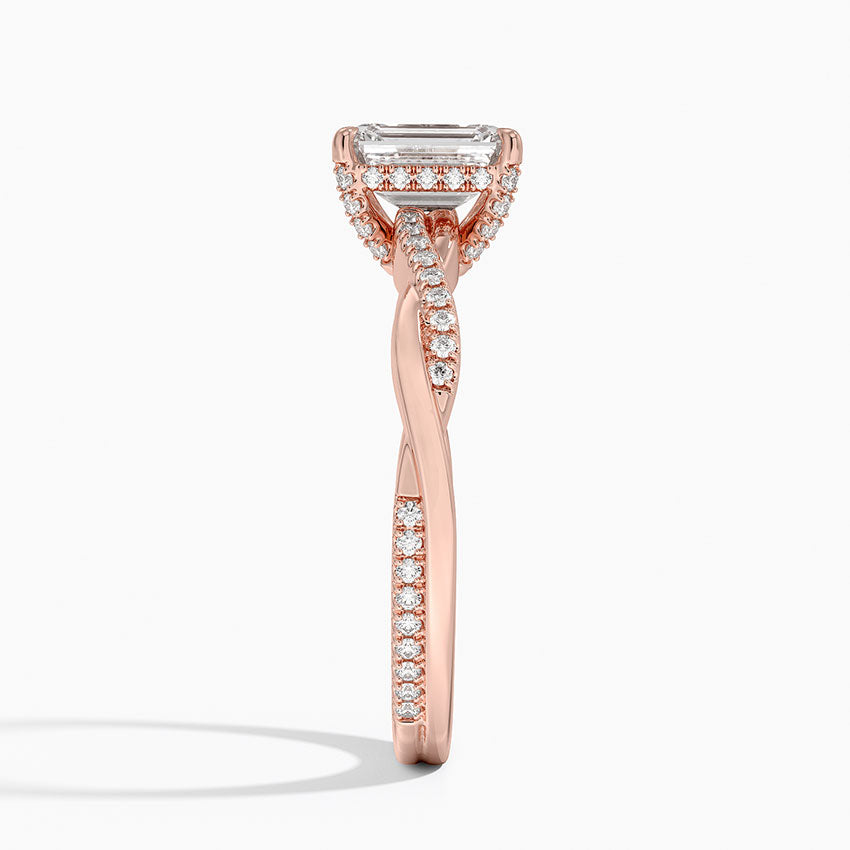 1.25 Karat Emerald Kesim Hidden Halo Tasarım Tektaş Laboratuvar Pırlanta Yüzük - Riga