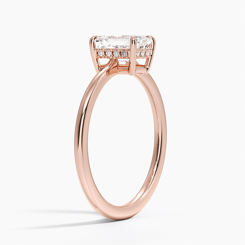 1.10 Karat Emerald Kesim Hidden Halo Tasarım Tektaş Laboratuvar Pırlanta Yüzük - Monaco