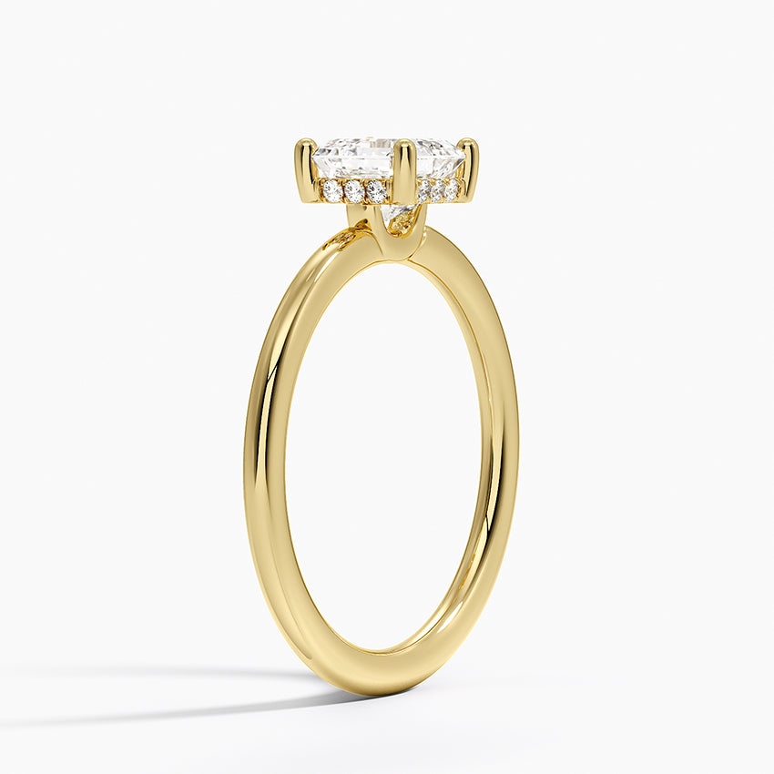 1.10 Karat Asscher Kesim Hidden Halo Tasarım Tektaş Laboratuvar Pırlanta Yüzük - Lucerne