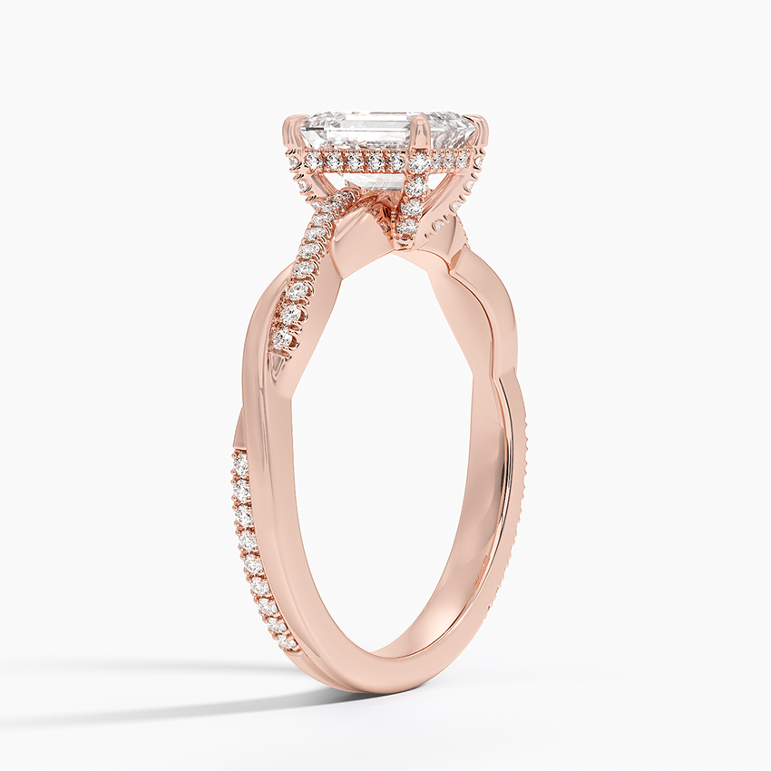 1.25 Karat Emerald Kesim Hidden Halo Tasarım Tektaş Laboratuvar Pırlanta Yüzük - Riga
