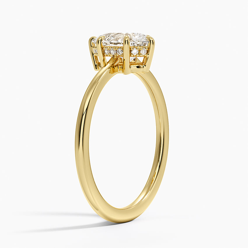 1.10 Karat Damla Kesim Hidden Halo Tasarım Tektaş Laboratuvar Pırlanta Yüzük - Monaco