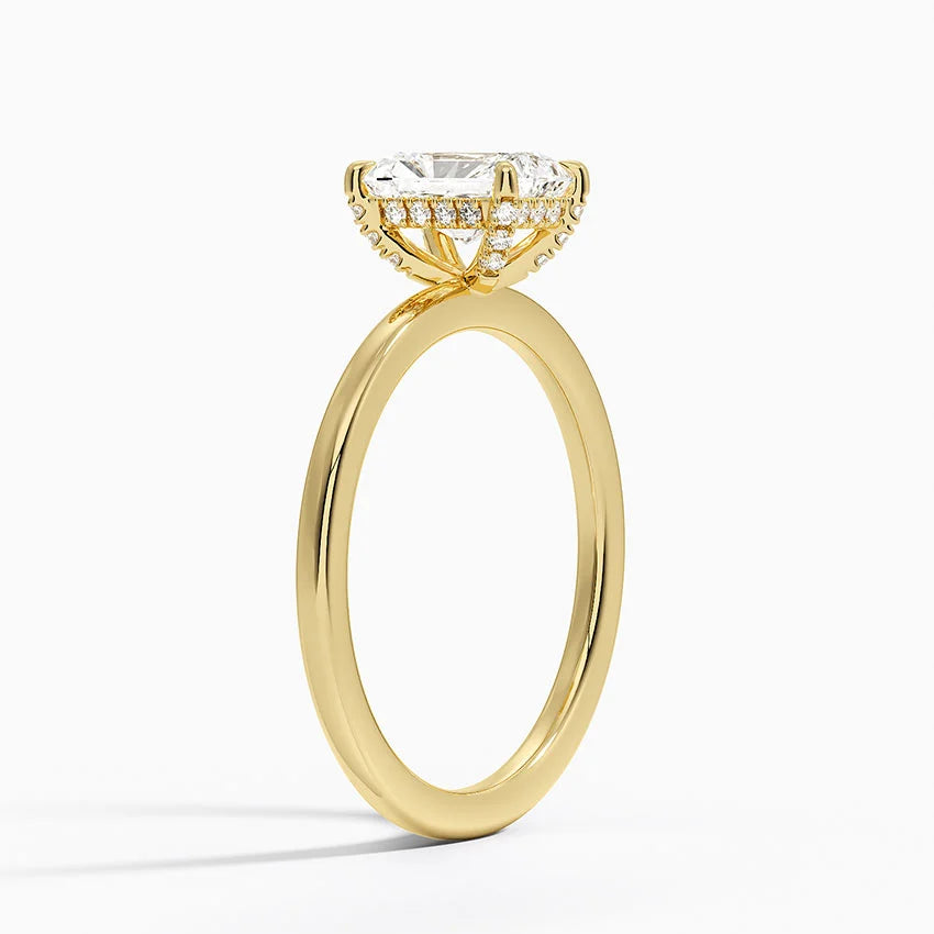 1.15 Karat Radiant Kesim Hidden Halo Tasarım Tektaş Laboratuvar Pırlanta Yüzük - Gilora - Bold Diamonds
