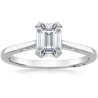 1.25 Karat Emerald Kesim Hidden Halo Tasarım Tektaş Laboratuvar Pırlanta Yüzük - Zurich