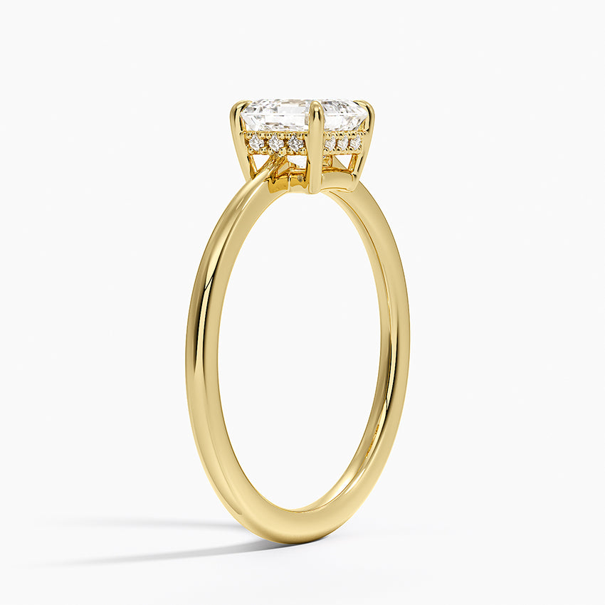 1.10 Karat Asscher Kesim Hidden Halo Tasarım Tektaş Laboratuvar Pırlanta Yüzük - Monaco