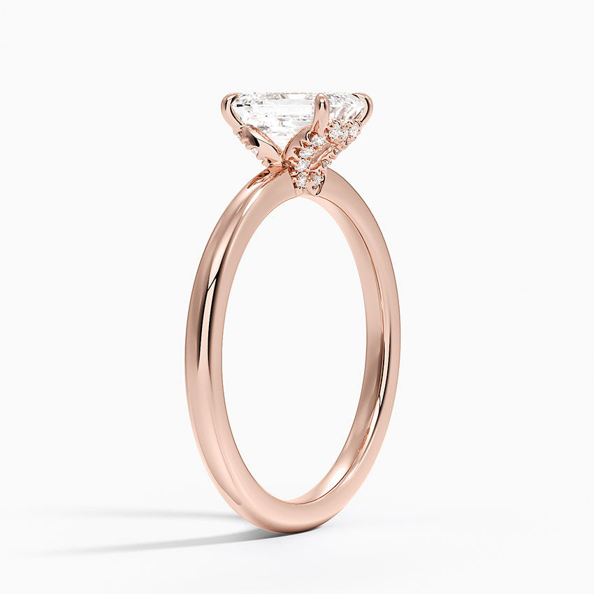 1.15 Emerald Kesim Hidden Halo Tasarım Tektaş Laboratuvar Pırlanta Yüzük - Vilora