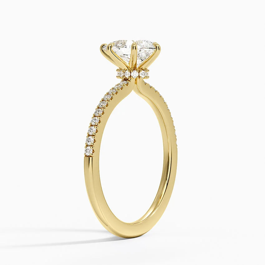 1.25 Karat Damla Kesim Hidden Halo Tasarım Tektaş Laboratuvar Pırlanta Yüzük - Filora - Bold Diamonds
