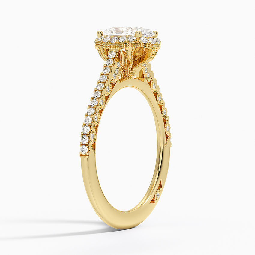 1.50 Karat Oval Kesim Hidden Halo Tasarım Tektaş Laboratuvar Pırlanta Yüzük - Capri
