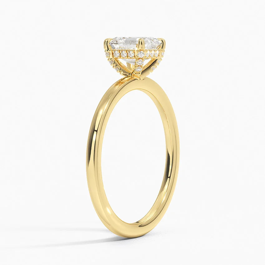 1.15 Karat Asscher Kesim Hidden Halo Tasarım Tektaş Laboratuvar Pırlanta Yüzük - Valencia