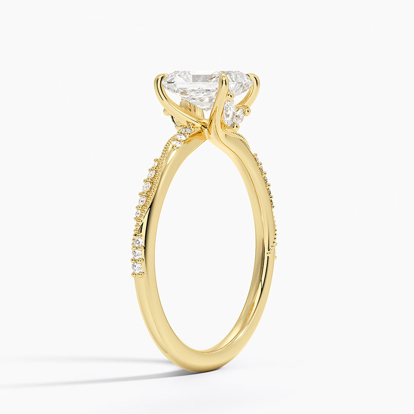1.25 Karat Radiant Kesim Hidden Halo Tasarım Tektaş Laboratuvar Pırlanta Yüzük 18K - Melora - Bold Diamonds