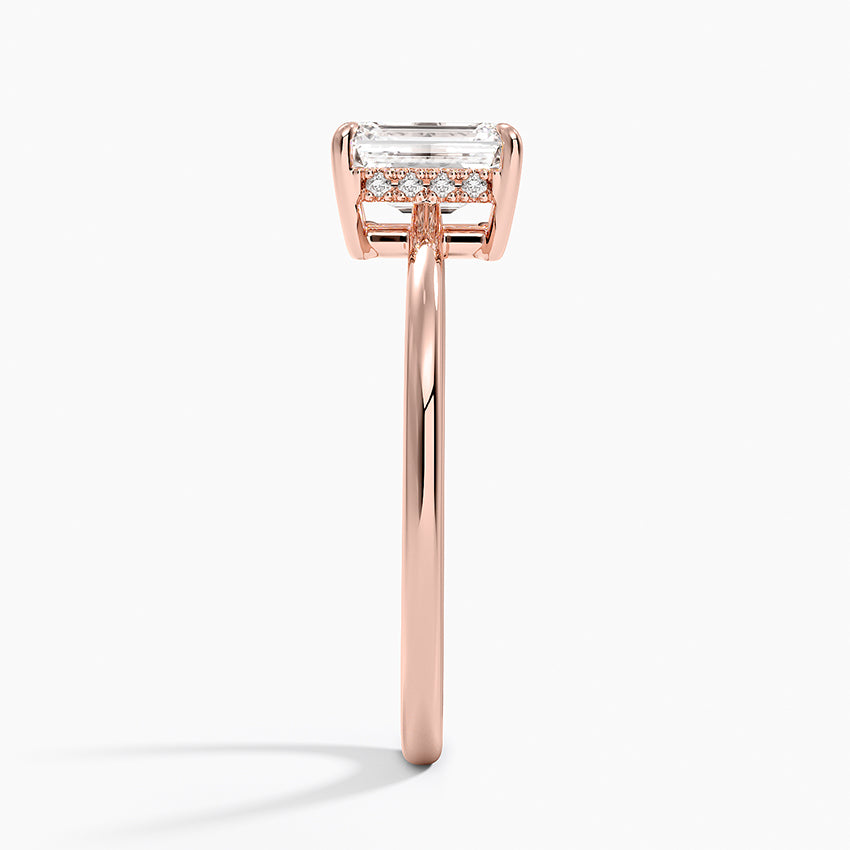 1.10 Karat Emerald Kesim Hidden Halo Tasarım Tektaş Laboratuvar Pırlanta Yüzük - Monaco