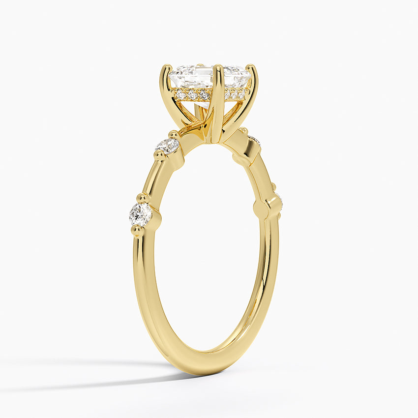 1.20 Karat Asscher Kesim Hidden Halo Tasarım Tektaş Laboratuvar Pırlanta Yüzük - Nice