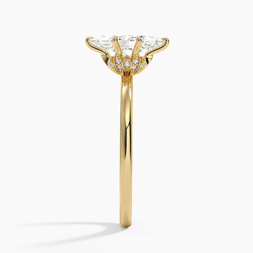 Altı Tırnak 1.15 Karat Marquise Kesim Hidden Halo Tasarım Tektaş Laboratuvar Pırlanta Yüzük - Delora - Bold Diamonds